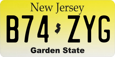 NJ license plate B74ZYG