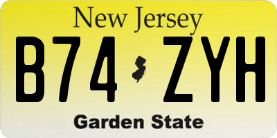 NJ license plate B74ZYH