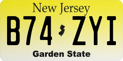 NJ license plate B74ZYI