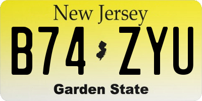 NJ license plate B74ZYU