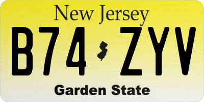 NJ license plate B74ZYV