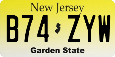 NJ license plate B74ZYW