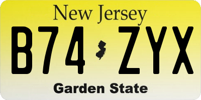 NJ license plate B74ZYX