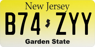 NJ license plate B74ZYY