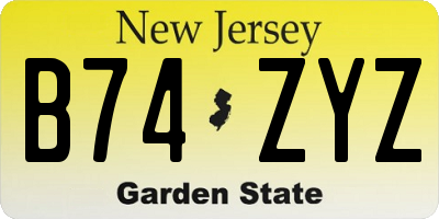 NJ license plate B74ZYZ