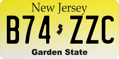 NJ license plate B74ZZC