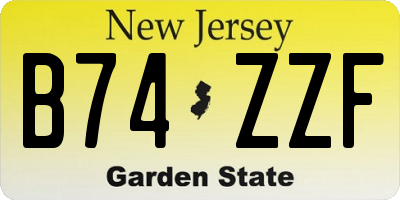 NJ license plate B74ZZF