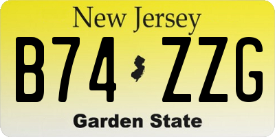 NJ license plate B74ZZG