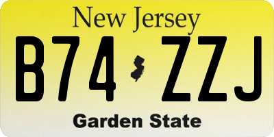NJ license plate B74ZZJ