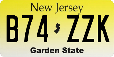 NJ license plate B74ZZK