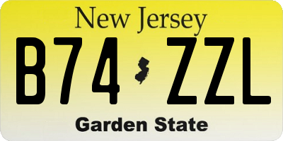 NJ license plate B74ZZL