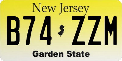 NJ license plate B74ZZM