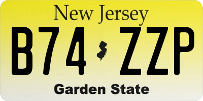 NJ license plate B74ZZP