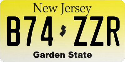 NJ license plate B74ZZR