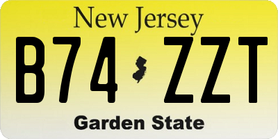 NJ license plate B74ZZT