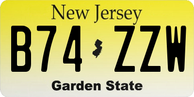 NJ license plate B74ZZW