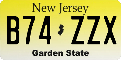 NJ license plate B74ZZX