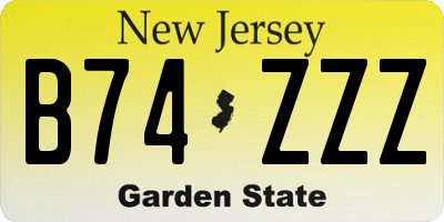 NJ license plate B74ZZZ
