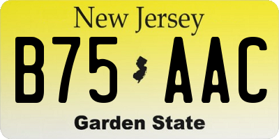 NJ license plate B75AAC