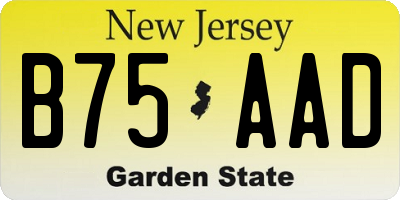 NJ license plate B75AAD
