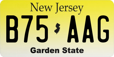 NJ license plate B75AAG