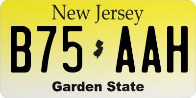 NJ license plate B75AAH