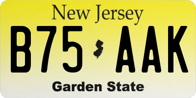 NJ license plate B75AAK