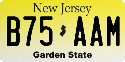 NJ license plate B75AAM