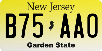 NJ license plate B75AAO