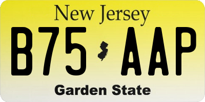 NJ license plate B75AAP