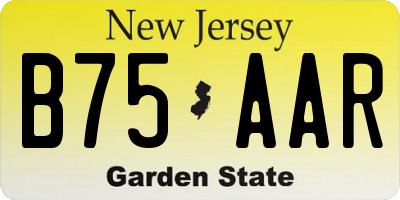 NJ license plate B75AAR