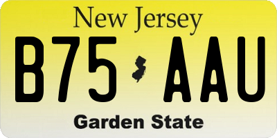 NJ license plate B75AAU