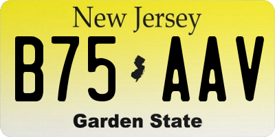 NJ license plate B75AAV