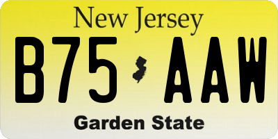 NJ license plate B75AAW
