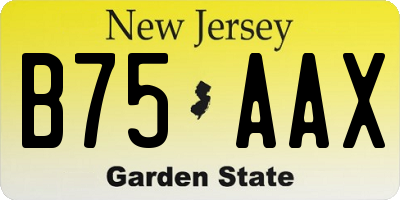 NJ license plate B75AAX