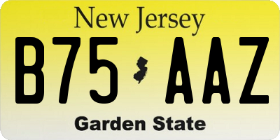 NJ license plate B75AAZ