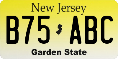 NJ license plate B75ABC