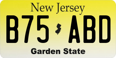 NJ license plate B75ABD