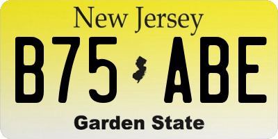 NJ license plate B75ABE