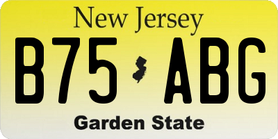 NJ license plate B75ABG