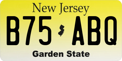 NJ license plate B75ABQ