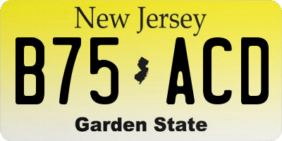 NJ license plate B75ACD