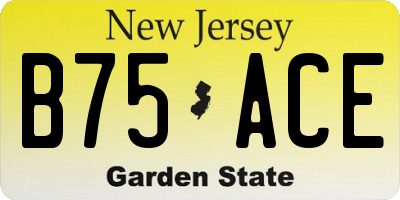 NJ license plate B75ACE