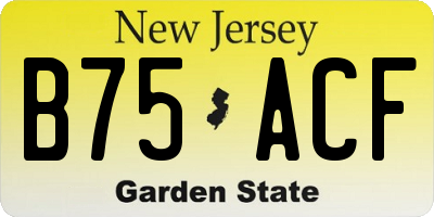 NJ license plate B75ACF