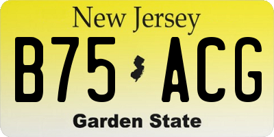 NJ license plate B75ACG