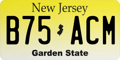 NJ license plate B75ACM