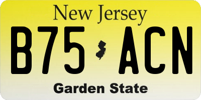 NJ license plate B75ACN
