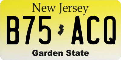 NJ license plate B75ACQ