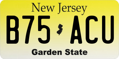 NJ license plate B75ACU