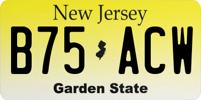 NJ license plate B75ACW